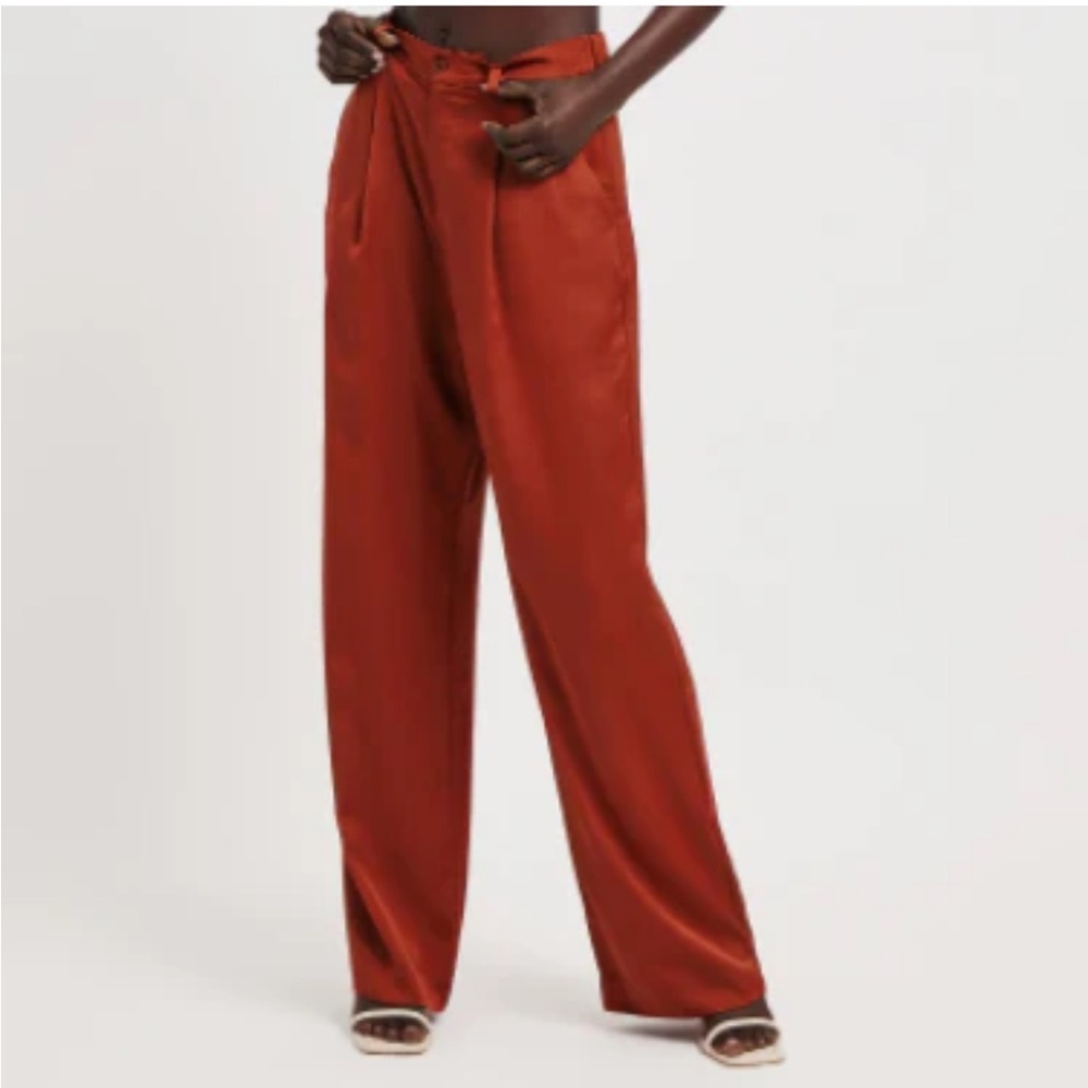 Apparis Kimmie Trousers Burnt Henna Recycled Pant High Waist Pockets Sz L NEW